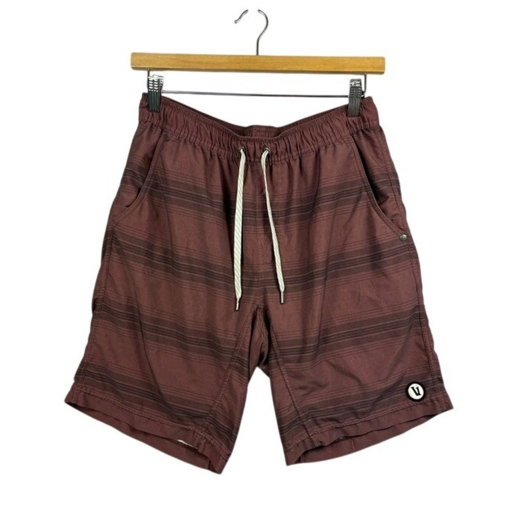 Vuori Mens Small Running Shorts Lined Athletic Brown Striped‎ Lightweight